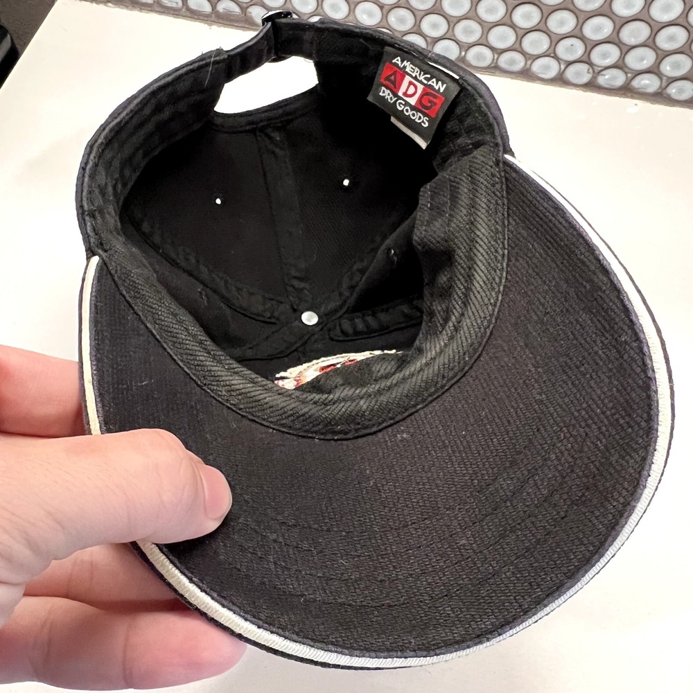 Vintage Lake Tahoe Corduroy‎ Strap Back Cap Hat Black Embroidered ADG American - Picture 6 of 9